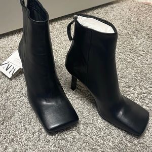 Zara square toe bootie